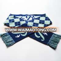 Promotional cheap customised pretty acrylic knitted jacquard football fan scarf